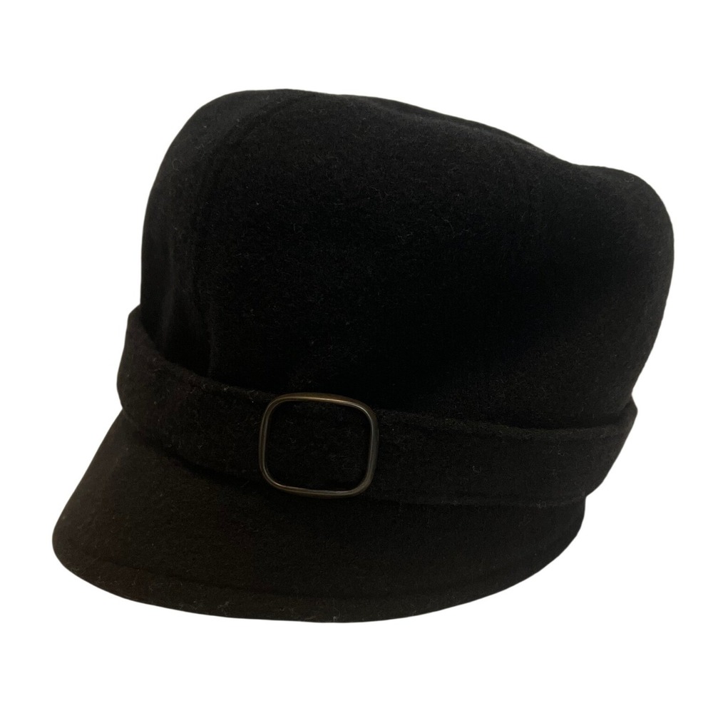 Mucros Weavers Flapper Hat Women One Size Black Wool Felt Made in Ireland Buckle - Picture 2 of 8